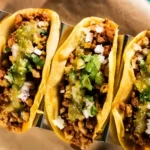 A close-up of seasoned ground beef, the main ingredient for taco meat recipe