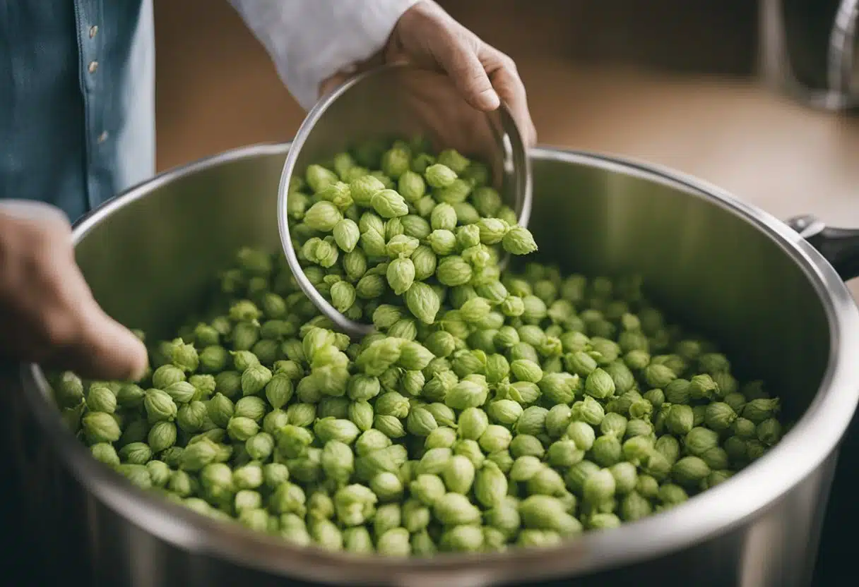 A brewer carefully selects fresh hops and malt, then adds them to a large kettle of boiling water, creating the perfect summer beer recipe