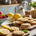 A plate of colorful summer cookies with fresh fruit and vibrant decorations.