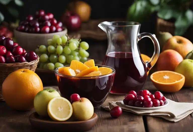 Glass of refreshing cranberry juice surrounded by fresh cranberries.