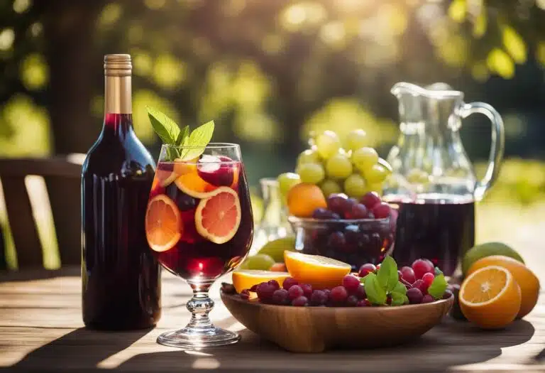 A refreshing glass of summer sangria with fresh fruits